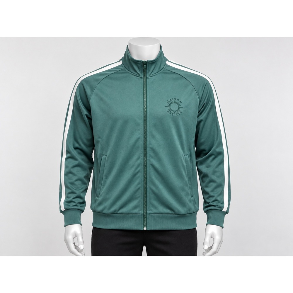 Maison Article Track Jacket Mens XL Green White Stripe Full Zip Athletic Logo